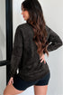 Mineral Wash Snap Trim V Neck Exposed Seam Drop Shoulder Curved Hem Long Sleeve Top